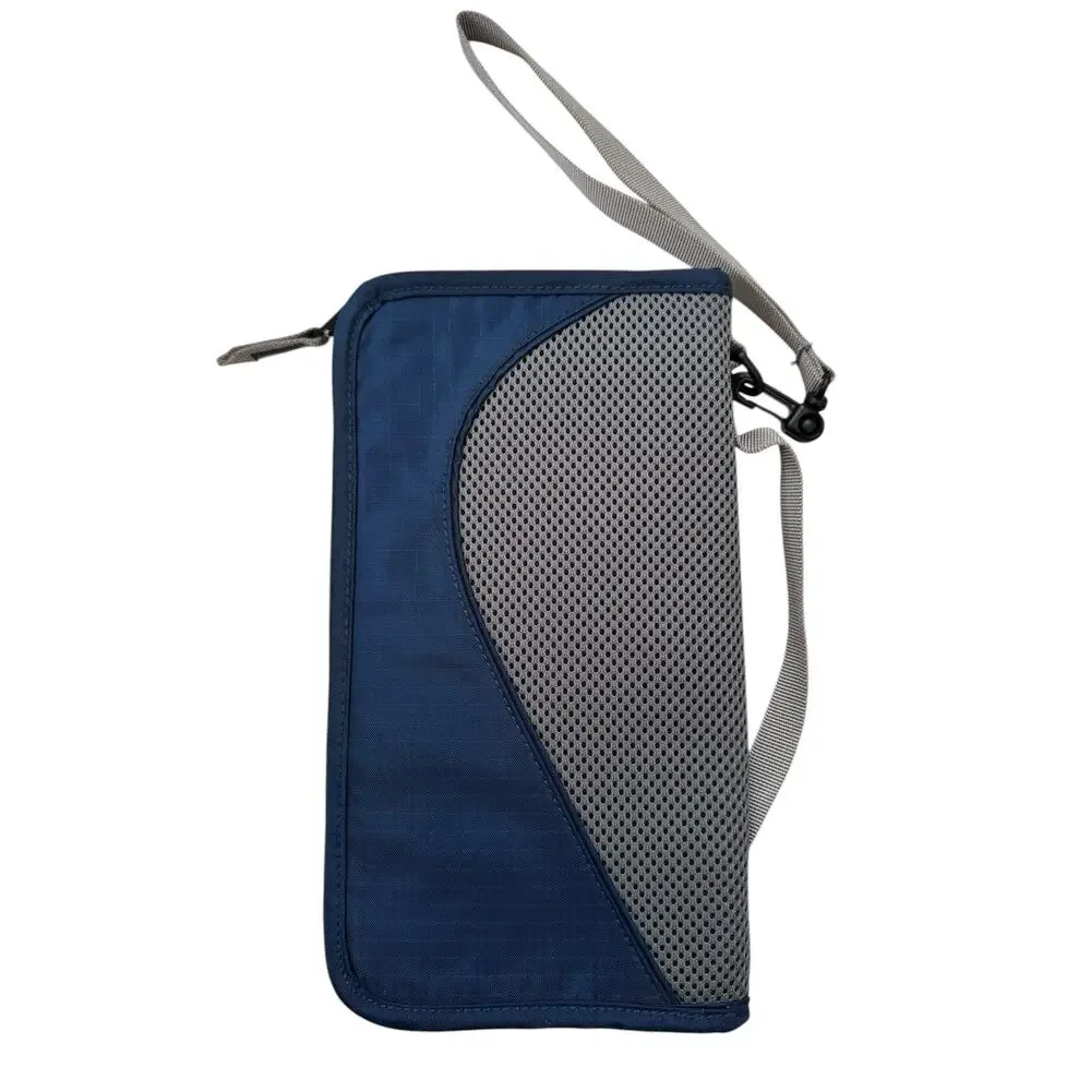 LL BEAN Travel Document Holder Wallet Zip-around Nylon Strap Passport Pockets